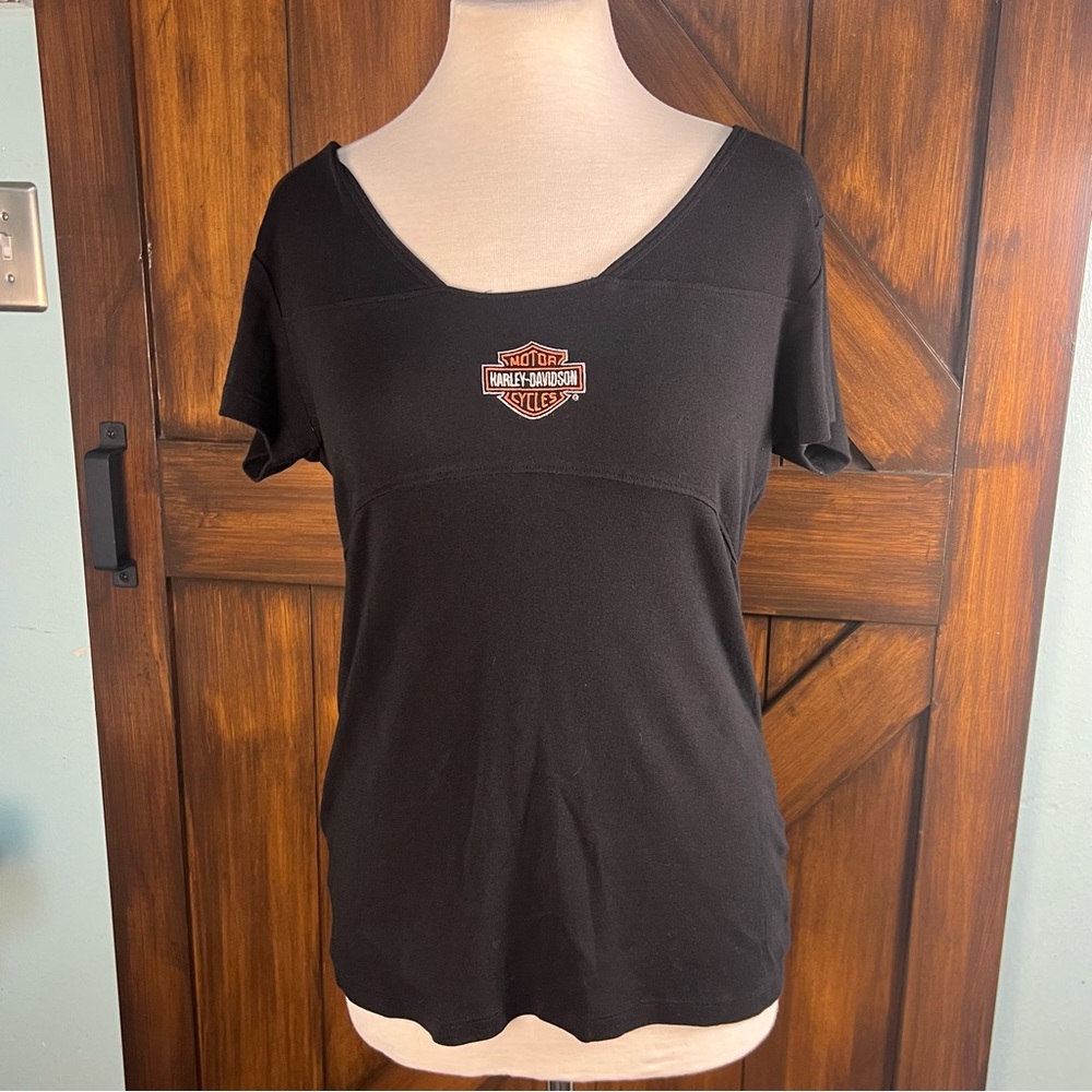 Harley-Davidson‎ Fitted Women's Black Tee Shirt Top Women's XL